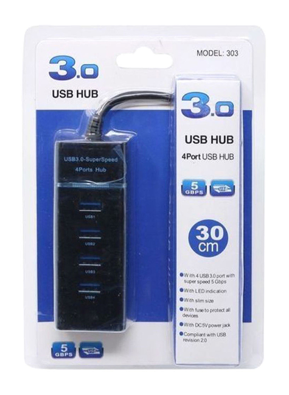 USB 3.0 4-Port Super Speed Hub, Black