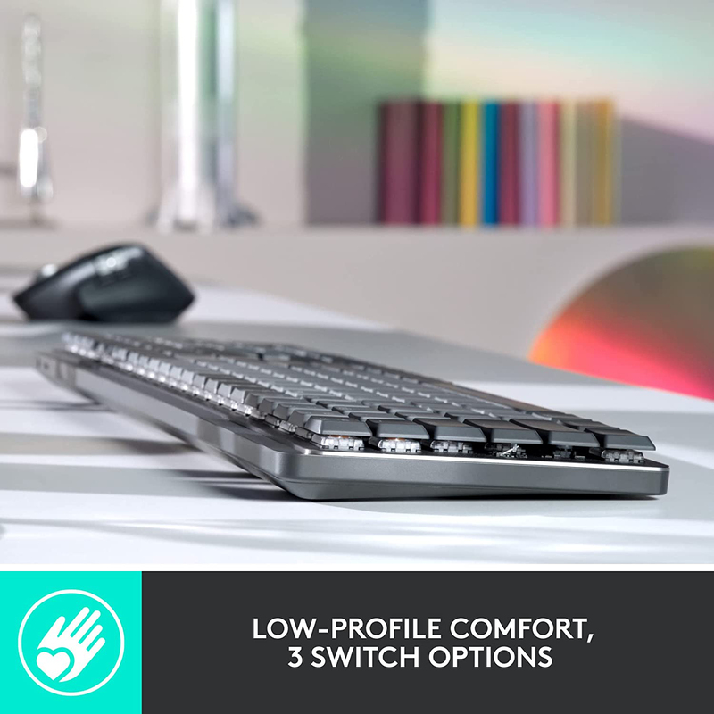 Logitech MX Mechanical Wireless Illuminated Performance Keyboard, Techtile Switches, Backlit Keys, Bluetooth, USB-C, macOS, Windows, Linux, iOS, Android, Metal - Graphite