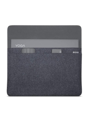 Lenovo Yoga Laptop Sleeve for 14-Inch Computer, Leather and Wool Felt, Magnetic Closure, Accessory Pocket Grey/Black
