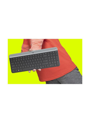 Logitech Mk470 Slim Wireless Keyboard & Mouse Combo For Windows, 2.4Ghz Unifying Usb-Receiver, Low Profile, Whisper-Quiet, Long Battery Life, Optical Mouse, Pc/Laptop, English Layout - Graphite
