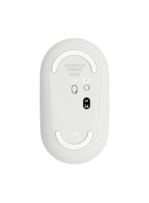 Logitech M350 Pebble Wireless Mouse with Bluetooth or 2.4 GHz Receiver, Silent, Slim Computer Mouse with Quiet Clicks, for Laptop/Notebook/iPad/PC/Mac/Chromebook -White