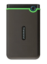 Transcend 2TB Storejet External Hard Drive, USB 3.1, Grey/Green