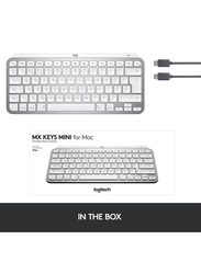 Logitech MX Keys Mini for Mac Minimalist Wireless Illuminated English Keyboard, Compact, Bluetooth, Backlit Keys, USB-C, Tactile Typing, 920-010526, Grey