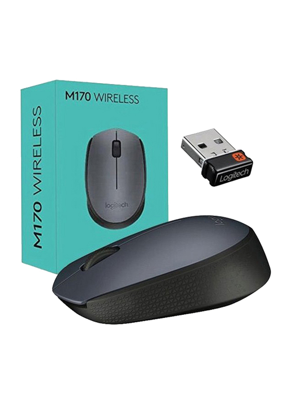 Logitech M170 Wireless Mouse, 2.4 GHz with USB Nano Receiver, Optical Tracking, 12-Months Battery Life, Ambidextrous, PC/Mac/Laptop - Grey