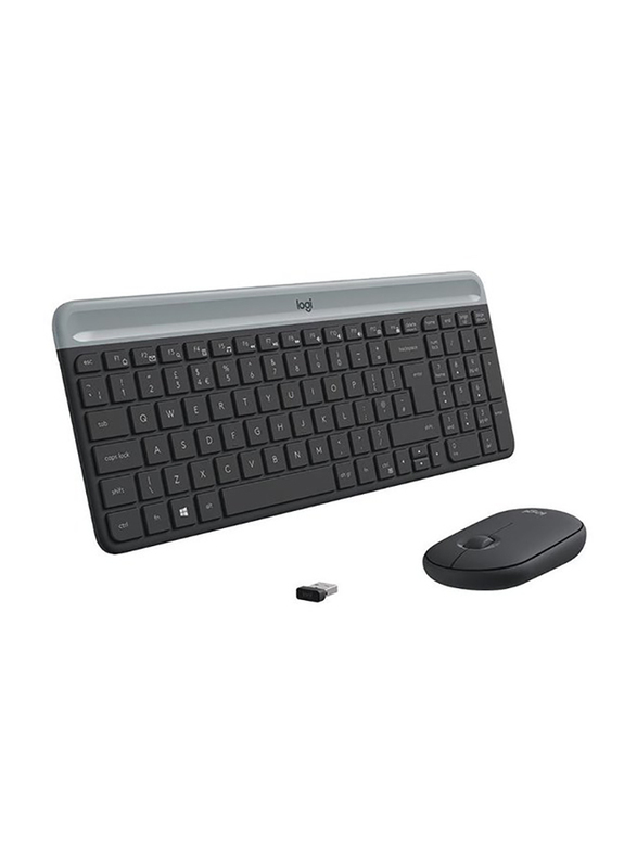 Logitech Mk470 Slim Wireless Keyboard & Mouse Combo For Windows, 2.4Ghz Unifying Usb-Receiver, Low Profile, Whisper-Quiet, Long Battery Life, Optical Mouse, Pc/Laptop, English Layout - Graphite