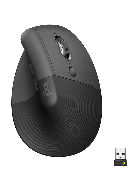 Logitech Lift Vertical Ergonomic Wireless Mouse, Graphite Black