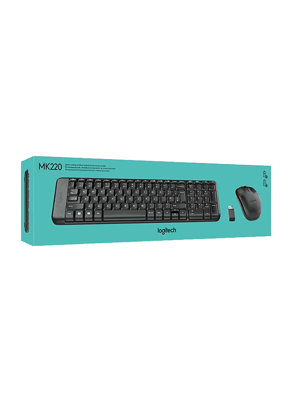 Logitech MK220 Wireless Arabic/English Keyboard and Mouse Combo, Black