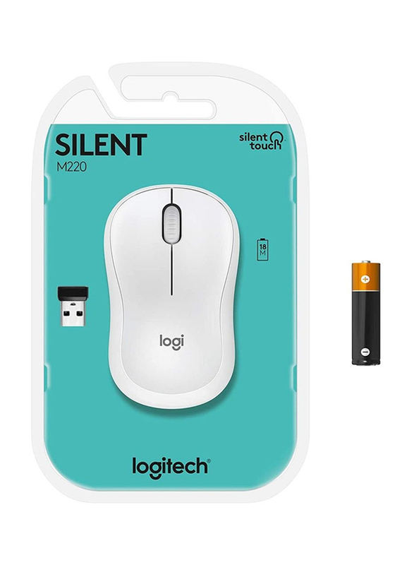 Logitech Silent M220 Wireless Optical Mouse, White