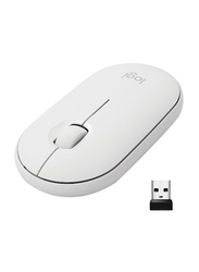 Logitech M350 Pebble Wireless Mouse with Bluetooth or 2.4 GHz Receiver, Silent, Slim Computer Mouse with Quiet Clicks, for Laptop/Notebook/iPad/PC/Mac/Chromebook -White
