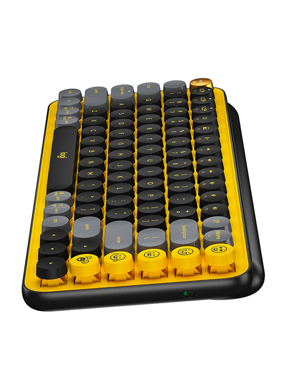 Logitech POP Keys Mechanical Wireless Arabic Keyboard with Customisable Emoji Keys, Blast Yellow
