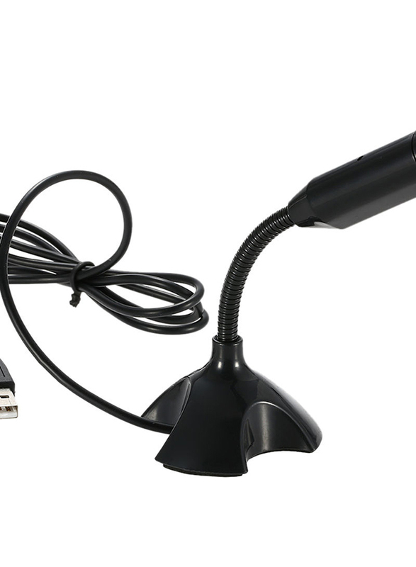 360 Degree Adjustable Desktop Microphone with USB Port, Black