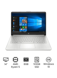 HP 14-FQ1030CA Notebook With 14-Inch Display, AMD Ryzen 5-5500U Processer/8GB RAM/512GB SSD/AMD Radeon Graphics/Windows 10  SILVER