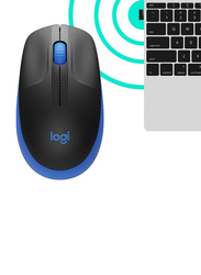 Logitech Wireless Mouse M190,Full Size Ambidextrous Curve Design,18-Month Battery with Power Saving Mode, USB Receiver,Precise Cursor Control and Scrolling,Wide Scroll Wheel,Scooped Buttons-Black/Blue