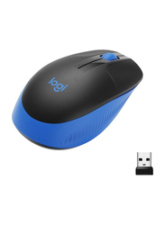 Logitech Wireless Mouse M190,Full Size Ambidextrous Curve Design,18-Month Battery with Power Saving Mode, USB Receiver,Precise Cursor Control and Scrolling,Wide Scroll Wheel,Scooped Buttons-Black/Blue