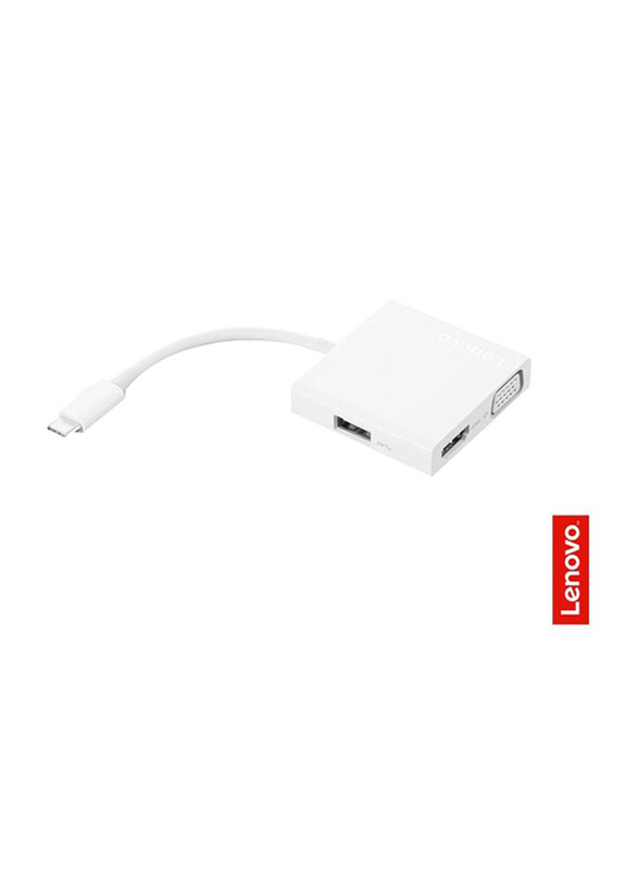 Lenovo Usb-C 3-in-1 Travel Hub, 4k Hdmi, Vga, Usb 3.0, Gx90t33021, White