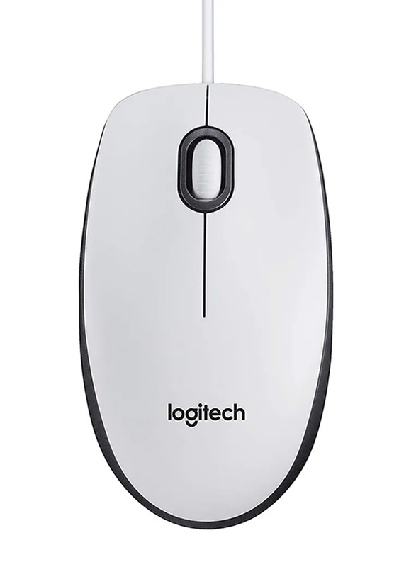Logitech M100 Wired USB Mouse, 3-Buttons, 1000 DPI Optical Tracking, Ambidextrous PC / Mac / Laptop - White