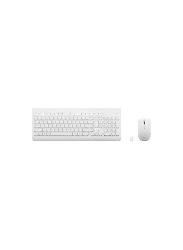 

Lenovo 510 Wireless Combo with 2.4 GHz USB Receiver, Slim Full Size Keyboard, Full Number Pad, 1200 DPI Optical Mouse, Left or Right Hand, White-Engli