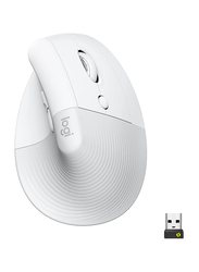 Logitech Lift Vertical Ergonomic Mouse, Wireless, Bluetooth or Logi Bolt USB receiver, Quiet clicks, 4 buttons, compatible with Windows/macOS/iPadOS, Laptop, PC -Off White