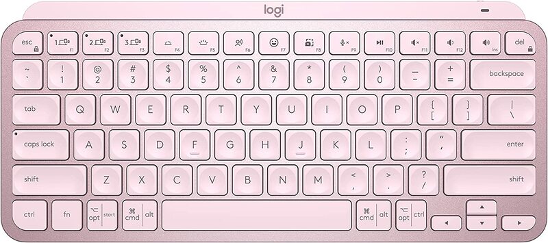 Logitech MX Keys Mini Minimalist Wireless Illuminated Keyboard, Compact, Bluetooth, Backlit, USB-C, Compatible with Apple macOS, iOS, Windows, Linux, Android, Metal Build - Rose, 920-010500