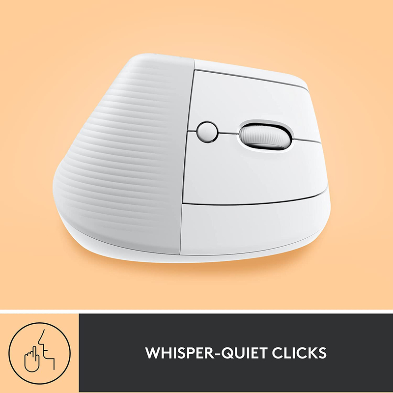 Logitech Lift Vertical Ergonomic Mouse, Wireless, Bluetooth or Logi Bolt USB receiver, Quiet clicks, 4 buttons, compatible with Windows/macOS/iPadOS, Laptop, PC -Off White