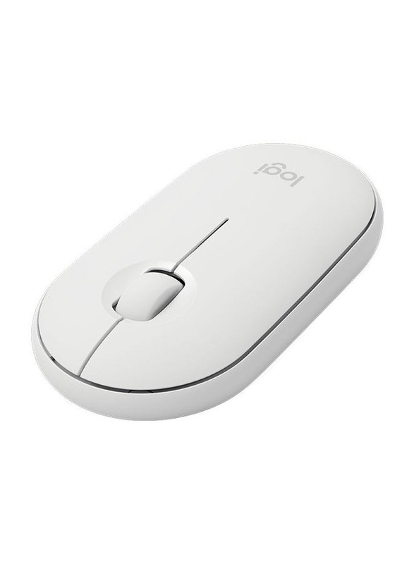 Logitech M350 Pebble Wireless Mouse with Bluetooth or 2.4 GHz Receiver, Silent, Slim Computer Mouse with Quiet Clicks, for Laptop/Notebook/iPad/PC/Mac/Chromebook -White