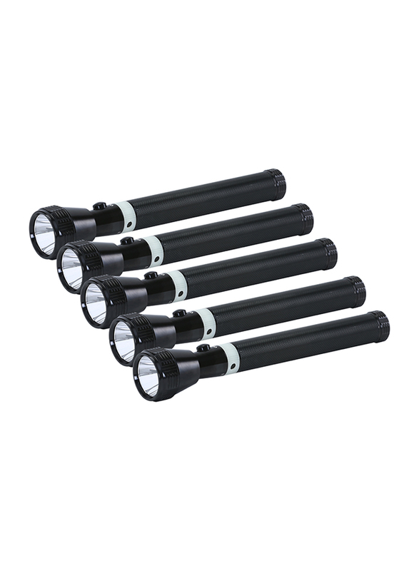 Olsenmark Rechargeable LED Flashlight Set, 5 Piece, OMFL2710, Black/White