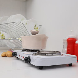 Olsenmark Double Burner Spiral Hot Electric Plate, 1000W, OMHP2244, White