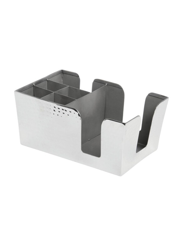 

Co-Rect Plastic Bar Caddy with 6 Compartments, Chrome Silver