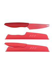 4-inch Carbon Steel Kershaw Pure Komachi 2 Series Tomato & Cheese Knife with Plastic Storage Case, Red