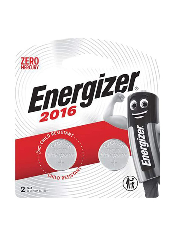 

Energizer 3V Lithium Coin Batteries, ECR 2016BP2, 2 Pieces, Silver