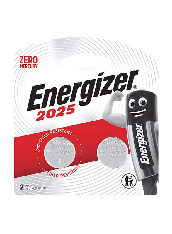 

Energizer 3V Lithium Coin Batteries, ECR2025BP2, 2 Pieces, Silver