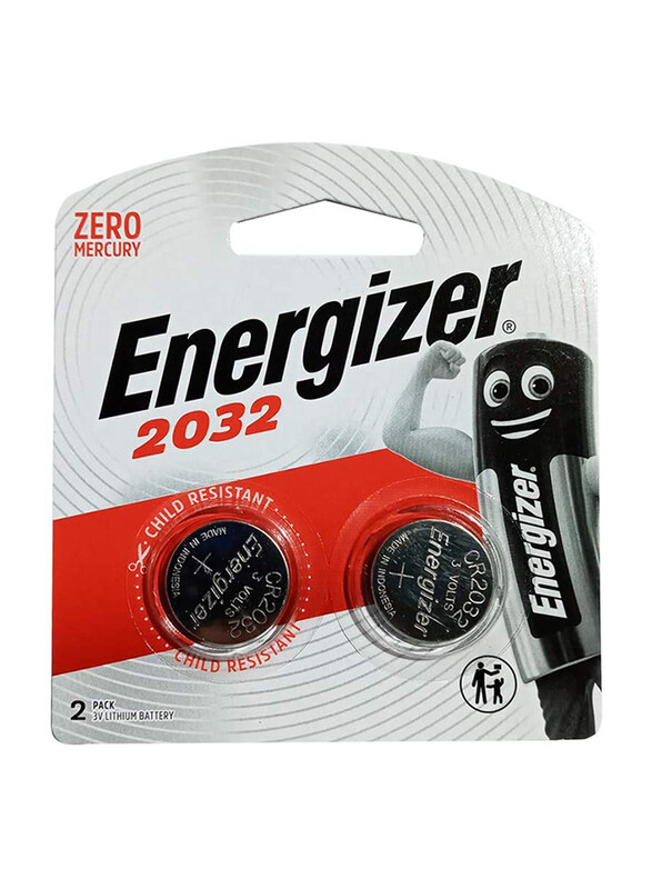 

Energizer 3V Lithium Coin Batteries, ECR2032BP2, 2 Pieces, Silver