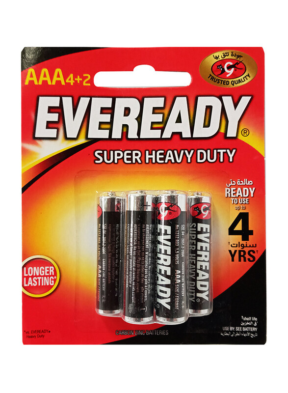 

Eveready AAA Zinc Batteries, 6 Pieces, Black