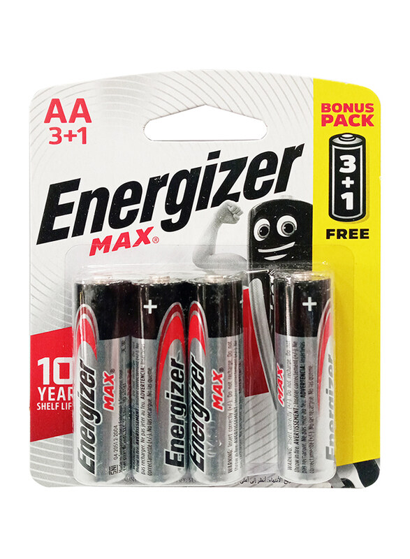 

Energizer Max AA Battery, Promo Pack 3 + 1 Pieces, Silver