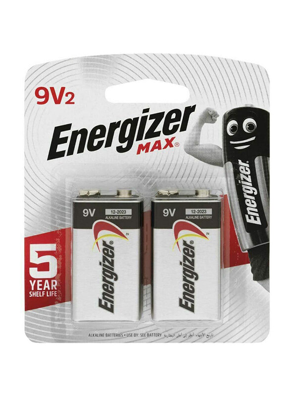 

Energizer Max 9V Alkaline Batteries, 522 BP1, 2 Pieces, Black/Silver