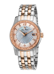 Lucien Piccard Merrel Analog Watch for Women with Stainless Steel Band, Water Resistant, Quartz, LP-40029-SR-22-MOP, Rose Gold-Silver