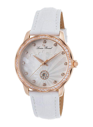 Lucien Piccard Balarina Analog Watch for Women with Leather Band, Water Resistant, LP-40042-02MOP, White
