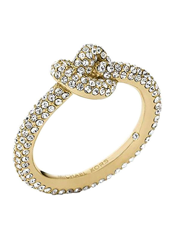 

Michael Kors Yellow Gold Knot Fashion Ring for Women with White Stone, Gold, US 7.5