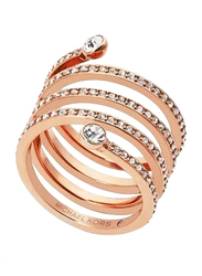 Michael Kors Rose Gold Plated Pave Coil Promise Ring for Women, Rose Gold, US 6.5