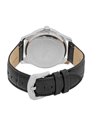 لوسيان بيكارد Vertigo ساعة يد بعقارب من الجلد للرجال, مقاومة للماء, كوارتز ياباني, LP-40024-02S, اسود-فضي