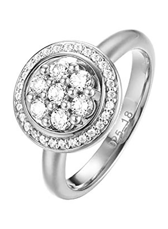 Pierre Cardin Alloy Promise Ring for Women with Cubic Zirconia Stone, Silver, US 5