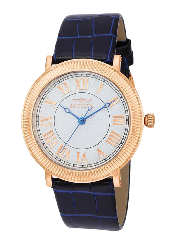 انفيكتا Specialty ساعة يد بعقارب من الجلد للرجال, مقاومة للماء, IN14859, ازرق-فضي