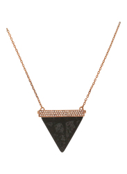 Michael Kors Stainless Steel Chain Necklace for Women with Semi Precious Triangle Pendant, Rose Gold