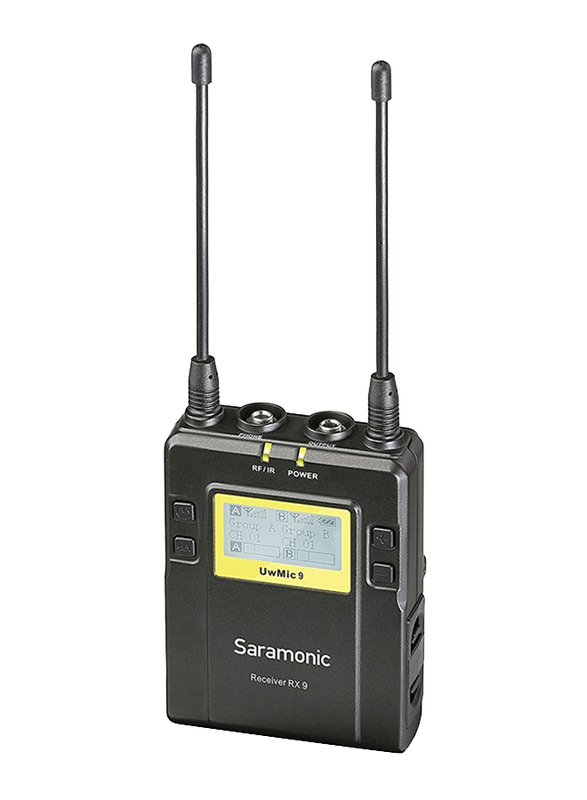 Saramonic UWMIC9 RX9 Wireless Lavalier Microphone System with Portable Dual-Channel Camera-Mountable Receiver for Camera, Black