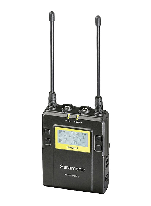 Saramonic UWMIC9 RX9 Wireless Lavalier Microphone System with Portable Dual-Channel Camera-Mountable Receiver for Camera, Black