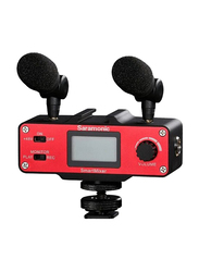Saramonic Smartmixer Audio Mixer/Adapter Kit with Dual Microphones, Handgrip & Headphone Output, Red/Black