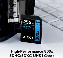 LEXAR PROFESSIONAL 256GB 800X PRO SDXC UHS-I CARDS, UP TO 150MB/S READ 45MB/S WRITE C10 V30 U3