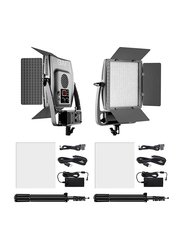 Great Video Maker Dimmable Bi-Color 900D-2L LED Video Light and Stand Lighting Kit, 2 Light Packs, Black/White