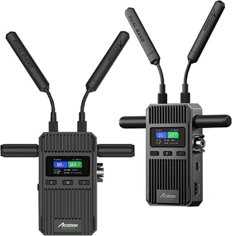 

ACCSOON CineView 2 SDI Wireless Video Transmission System Transmitter&Receiver 2.4+5Ghz for Live Streaming 1080p 60fps 0.05s Latency 1500ft Range up t