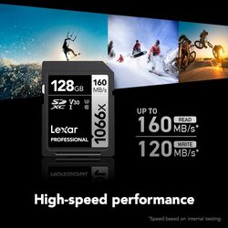 LEXAR HIGH-PERFORMANCE 128GB 1066X MICROSDXC UHS-I, UP TO 160MB/S READ 120MB/S WRITE C10 A2 V30 U3